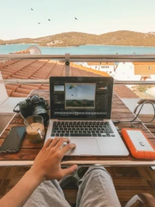 Digital nomad on rooftop